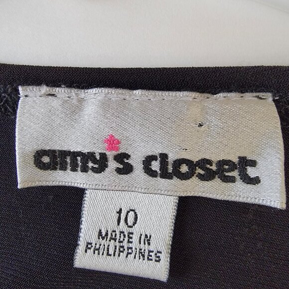 Amys Closet Fancy Party Dress Sequins Netting Attached Jacket Black Size 10 - Picture 8 of 15